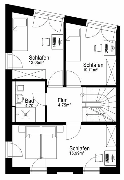 Floor plan, house 1
