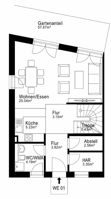 Floor plan, house 1